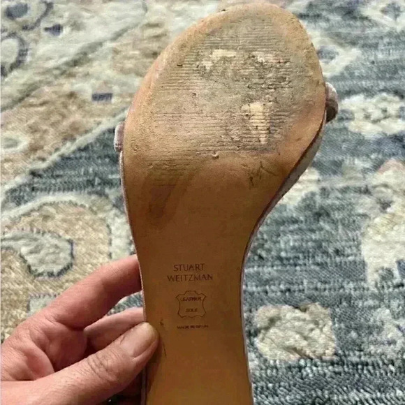 Stuart Weitzman Nudist Pearls Nude Suede Ankle Strap Sandals Size 10 - Picture 4 of 8